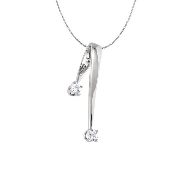 Fold-over Diamond Pendant, 14K WG .25ct