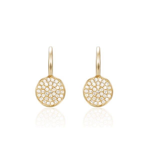 Diamond Pave Disk Earrings Yg .20ct