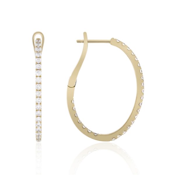 Diamond Hoop Earrings Yg .82ct