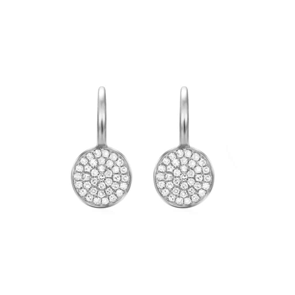 Diamond Pave Disk Earrings 14k Wg .20ct - Gems of La Costa