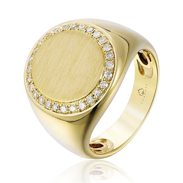 Diamond Signet Band, YG .18ct