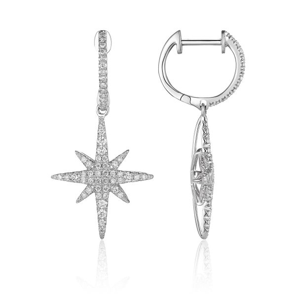 Northern Star Diamond Dangles Earrings, 14k Wg .50ct